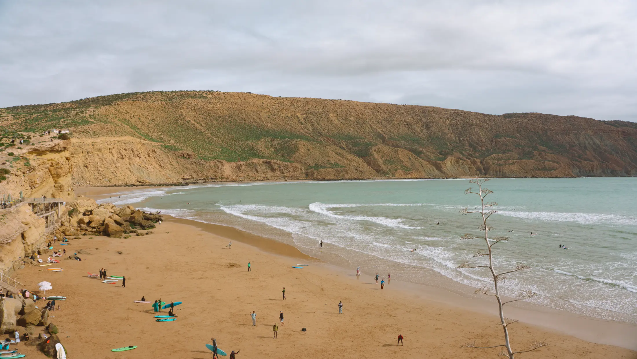 Wide view of the beach and Atlantic coast near Tamraght